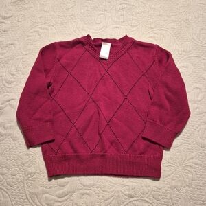 Gymboree boys size 2T red V neck argyle knit long sleeve sweater VGUC